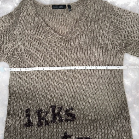 IKKS Girls Light Brown Elbow Patch V neck Knit Sweater & Skirt Set - Picture 10 of 12
